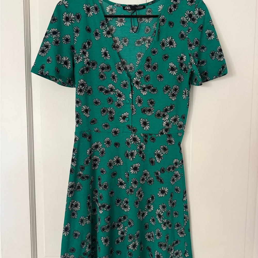 Zara Teal Floral Mini Dress